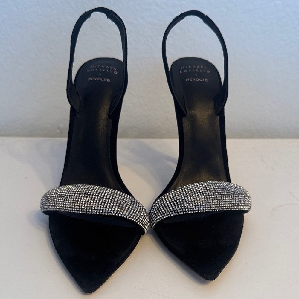 Michael Costello Black Heels with Silver Detailing